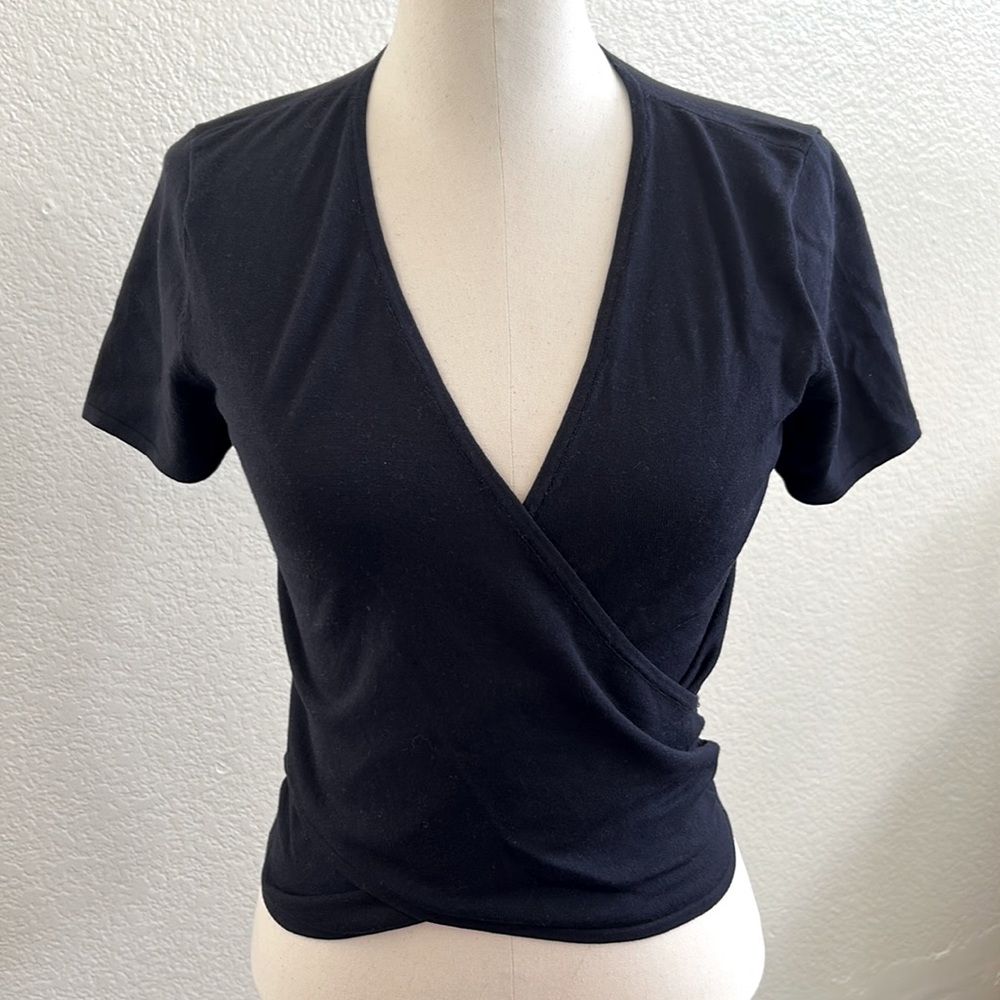 Loft short sleeve faux wrap sweater size small